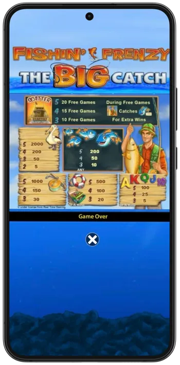 Fishin Frenzy Big Catch Auszahlungstabelle mit Symbolwerten und Freispiele Informationen