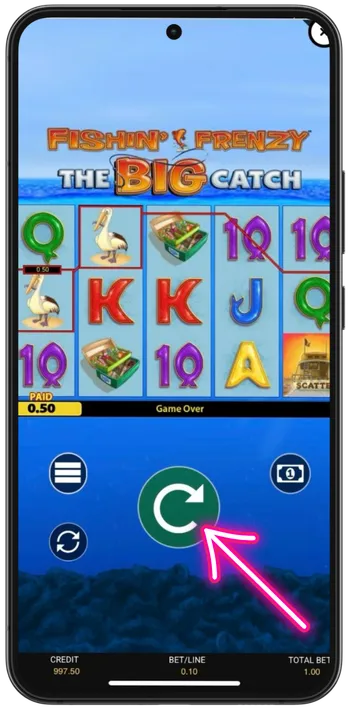 Fishin Frenzy Big Catch Spielstart mit Spin Button